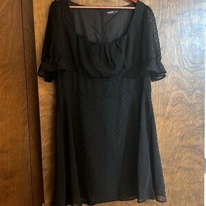 Black ruffle short sleeve dress